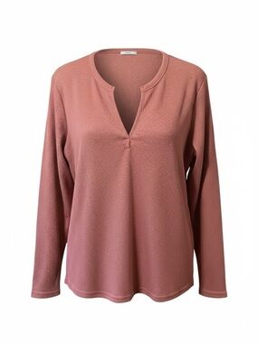 Zulily Soft V-Neck Mauve Waffle Knit Long Sleeve Tee – XXL